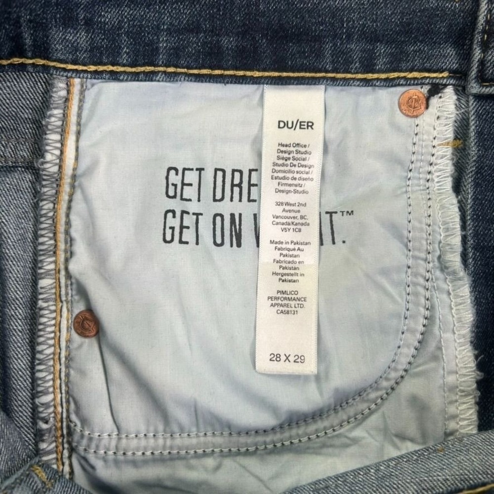 DU/ER Performance Denim Jeans Mens 28X29 Straight Fit Blue Stretch Casual Work - Picture 7 of 15